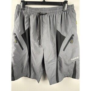 Santic Cycling Shorts Adult Large Gray Black BMX Cargo Lined Padded Nylon Shell
